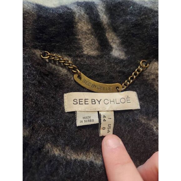 See by Chloe zebra stripe wool blend coat size 8 - Picture 4 of 5